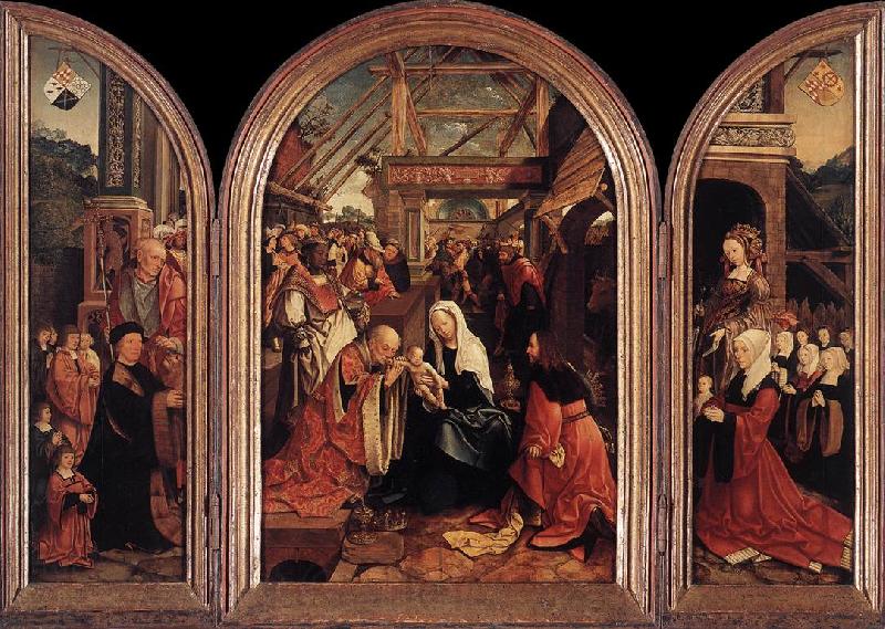 CORNELISZ VAN OOSTSANEN, Jacob Triptych of the Adoration of the Magi fd Germany oil painting art